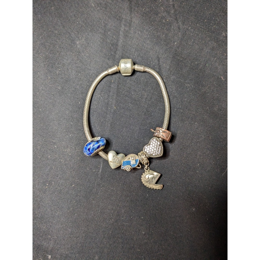SOUFEEL‎ Sterling Silver Snake Chain Charm Bracelet With Sterling Silver Charms